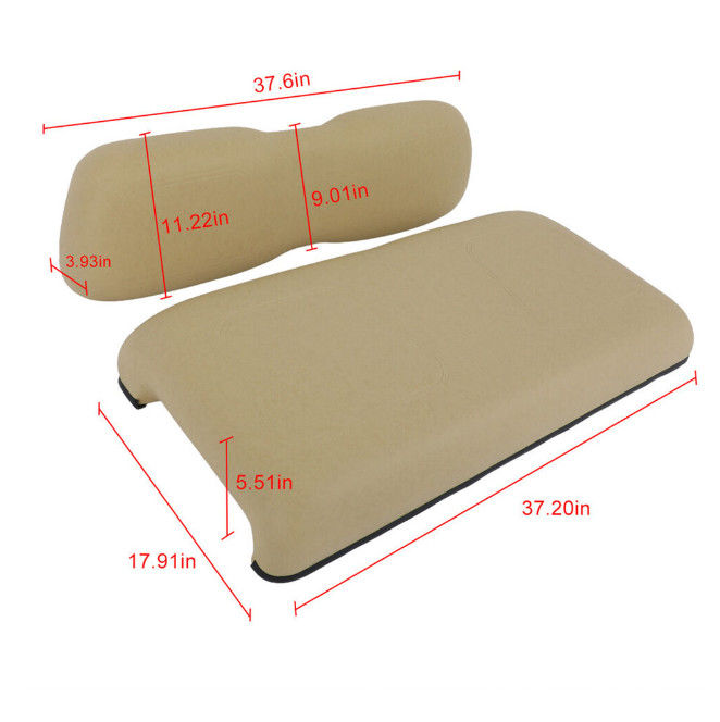 Un asiento delantero de color beige encaja en el coche del club DS 2000.5 hasta el carrito de golf Bajo el cojín trasero