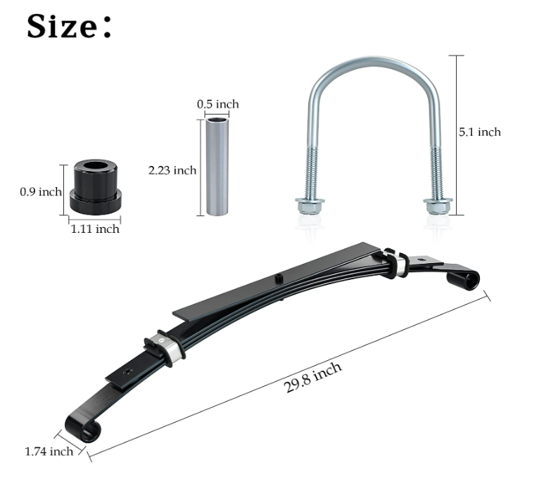 Kit de resorte trasero de 4 hojas con bujes y mangas para coche club DS Golf Cart 1014675