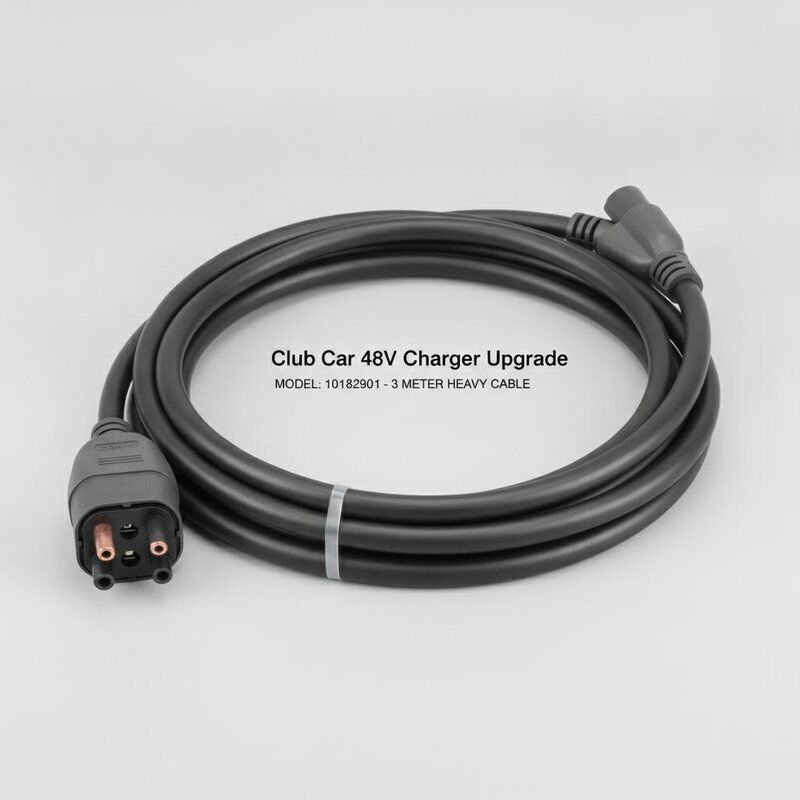 Club Car Cable de carga de 48 V Cable de enchufe 101828901 Actualización premium Cable pesado de tres metros Enchufe impermeable moldeado
