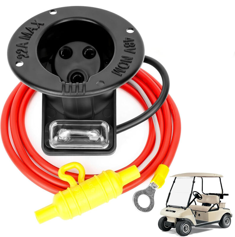 Conjunto de fusibles para receptáculo de cargador DS de Club Car 101802101, actualización Premium, fusible integrado de 48V, arnés de cableado completo