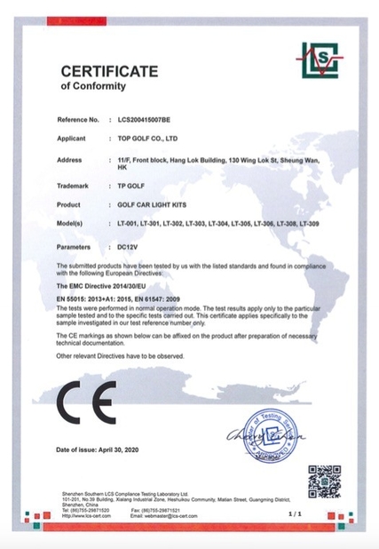 China TOP GOLF CO.,LTD certificaciones